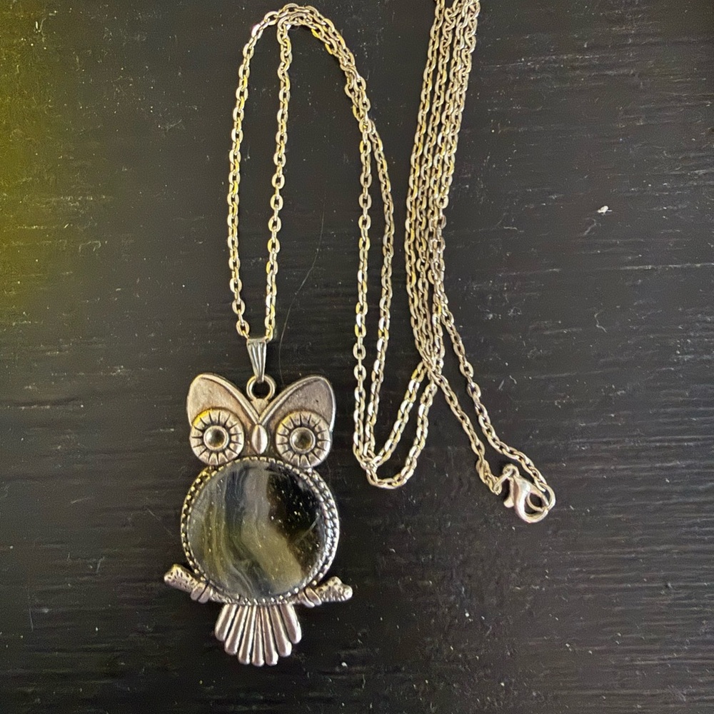 Silver Owl Pendant Necklace